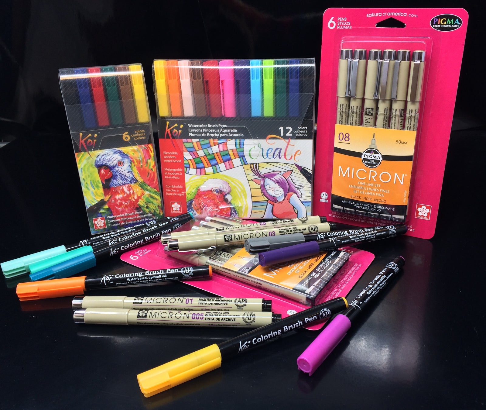 Set of 6 Multi-Color Sakura Pens