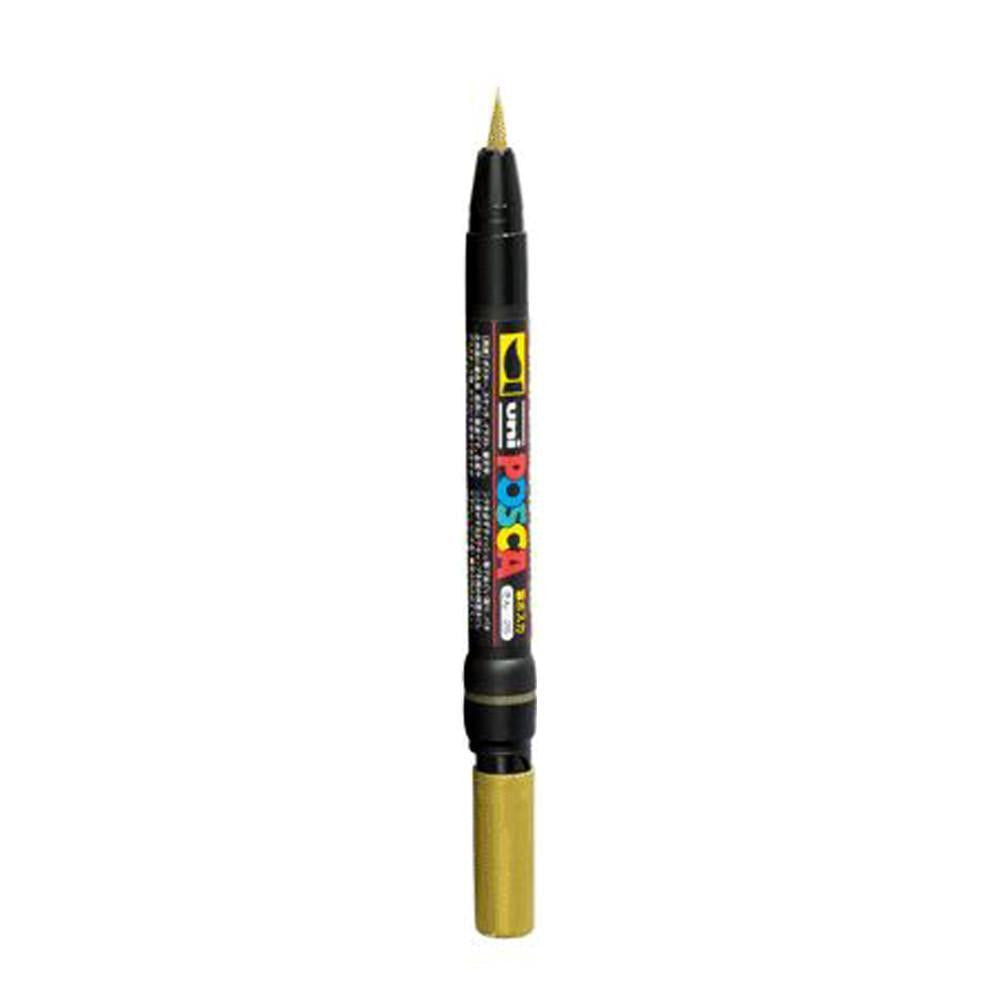 Posca Markers w. Brush Tip - PFC-350 - 3 pcs. - Silver/Gold/Whit